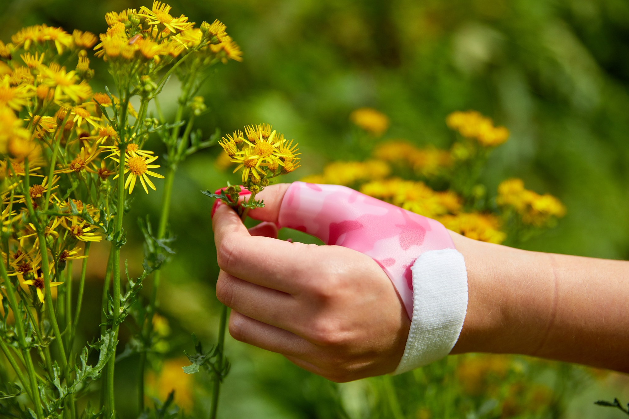 hand touching flower large